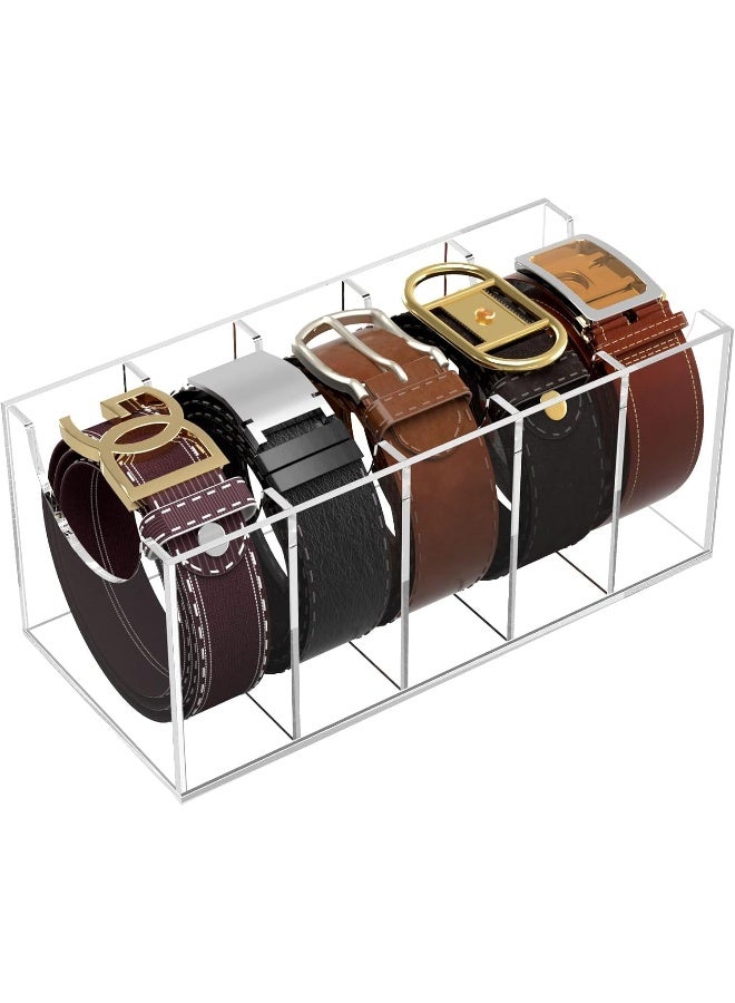 TPGP Belt Organizer, Acrylic Belt Storage Holder for The Closet, 5 Compartments Display Case for Tie and Bow Tie  - Image 1