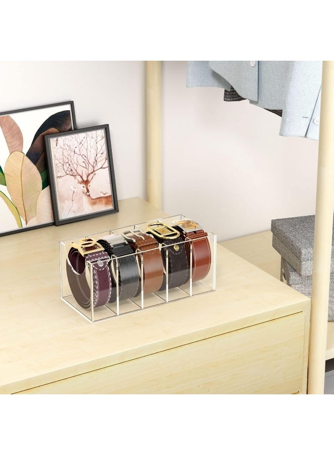 TPGP Belt Organizer, Acrylic Belt Storage Holder for The Closet, 5 Compartments Display Case for Tie and Bow Tie  - Image 2