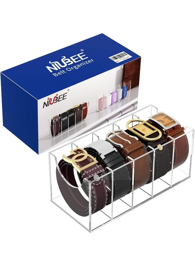 TPGP Belt Organizer, Acrylic Belt Storage Holder for The Closet, 5 Compartments Display Case for Tie and Bow Tie  - Image 4