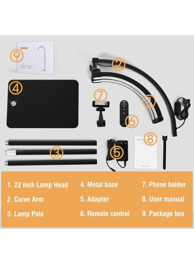 Original LED half-moon floor lamp with phone holder and magnetic remote - Black - Image 2
