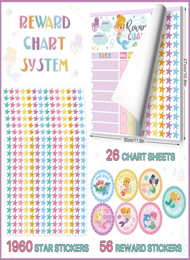 KEASKELL Reward Chart for Kids,Magnetic Behavior Chore Chart for Kids at Home,26 Mermaid Chore Charts,1960 Diamond Stickers,56 Reward Stickers,Incentive Chart to Develop Responsibility and Good Habits,Mermaid - Image 3