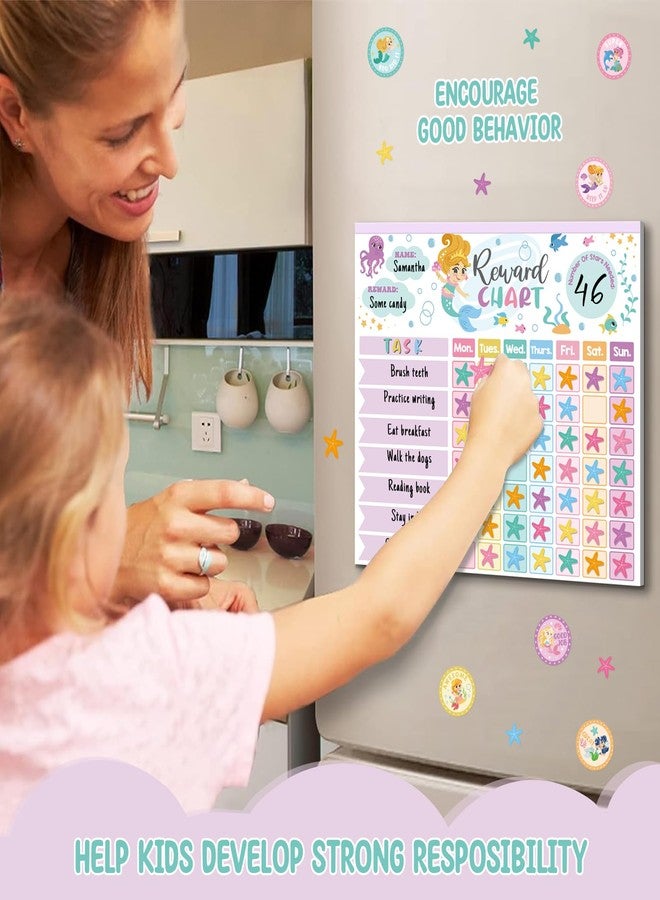 KEASKELL Reward Chart for Kids,Magnetic Behavior Chore Chart for Kids at Home,26 Mermaid Chore Charts,1960 Diamond Stickers,56 Reward Stickers,Incentive Chart to Develop Responsibility and Good Habits,Mermaid - Image 5