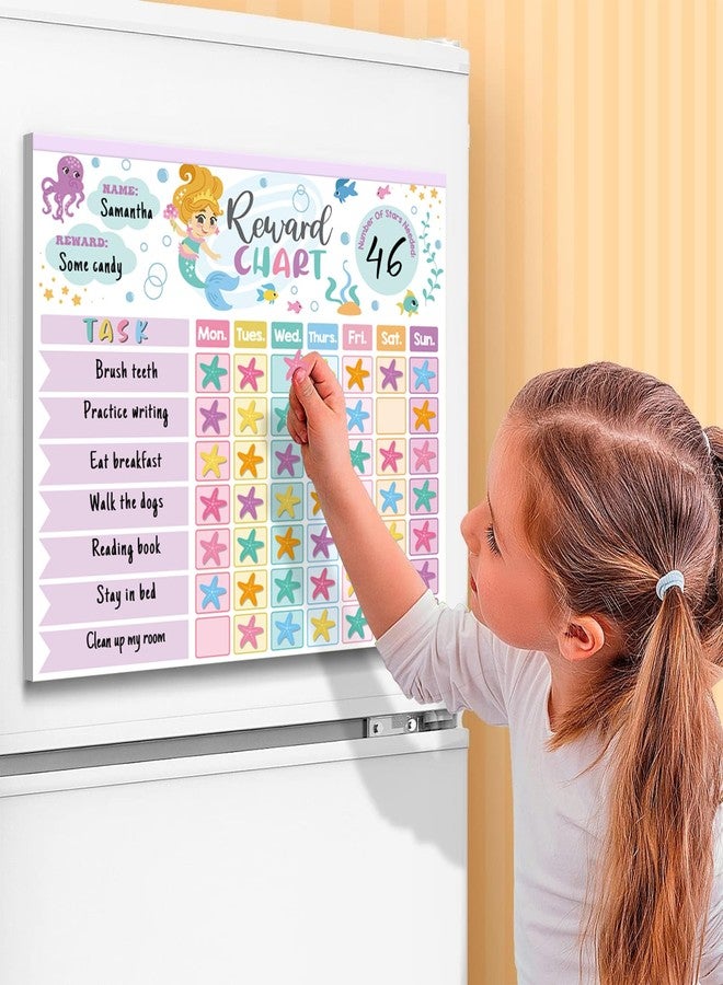 KEASKELL Reward Chart for Kids,Magnetic Behavior Chore Chart for Kids at Home,26 Mermaid Chore Charts,1960 Diamond Stickers,56 Reward Stickers,Incentive Chart to Develop Responsibility and Good Habits,Mermaid - Image 2