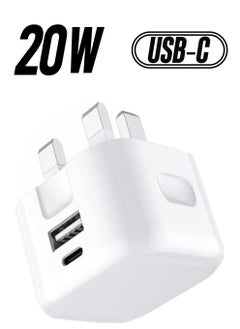 ELTRAZONE Galaxy A04 / A04s / A04 Core USB C Charger Plug 20W Dual Port USB C Fast Charger PD&QC 3.0 USB C Charging Plug Power Delivery Wall Adapter For Samsung Galaxy A04 / A04S / A04 Core (WHITE)  - Image 1