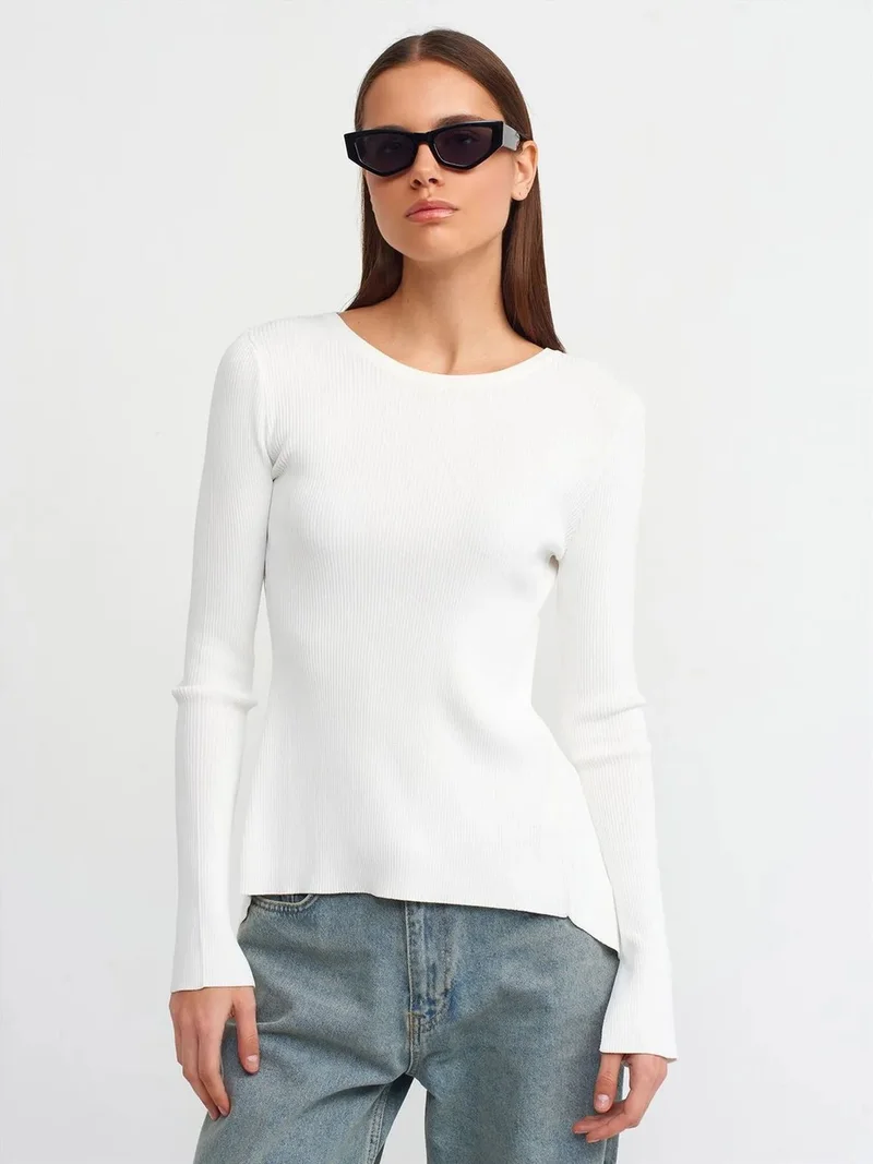 ديلفين Dilvin Slim Fit Ribbed Boat Neck Sweater
