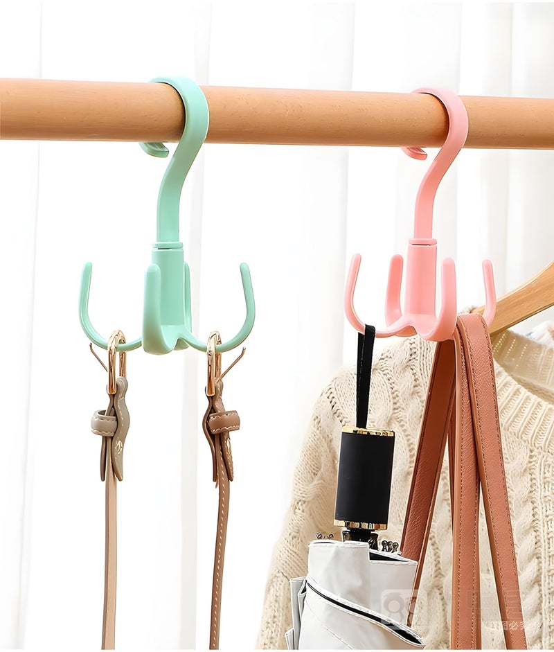 JIALTO 2 Pcs Multi-Function 360 Degree Rotatable 4 Claw Hook Closet Hanging Organizer Hangers for Closet Organizer, Clothes Hangers with 4 Claws (Multicolor) - Image 5