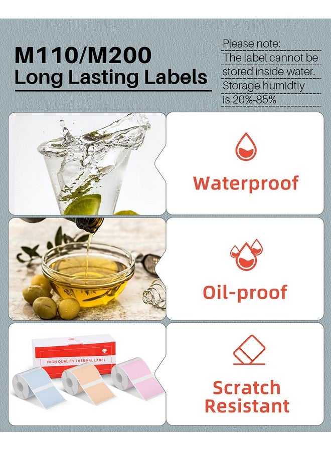 فوميمو ملصقات M110/M110S/M120/M200/M220 - 1.57 بوصة × 1.18 بوصة (40 × 30 مم) باللون الأسود على الوردي والكاكي والأزرق للشركات الصغيرة والمنزل والمكتب، 230 ملصقًا/لفة - Image 4