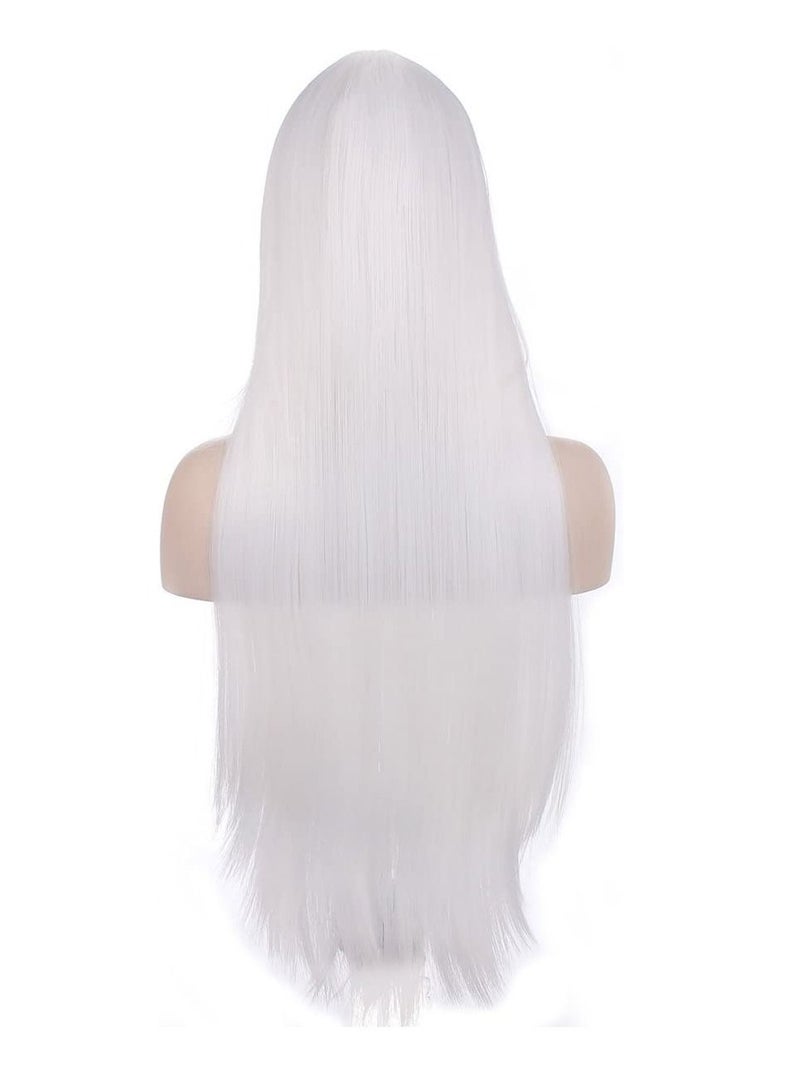 Estelle Wigs 32 Inches 80 cm Long Straight Anime Fashion Women's Cosplay Wig Party Wig With Free Wig Cap White - Image 4