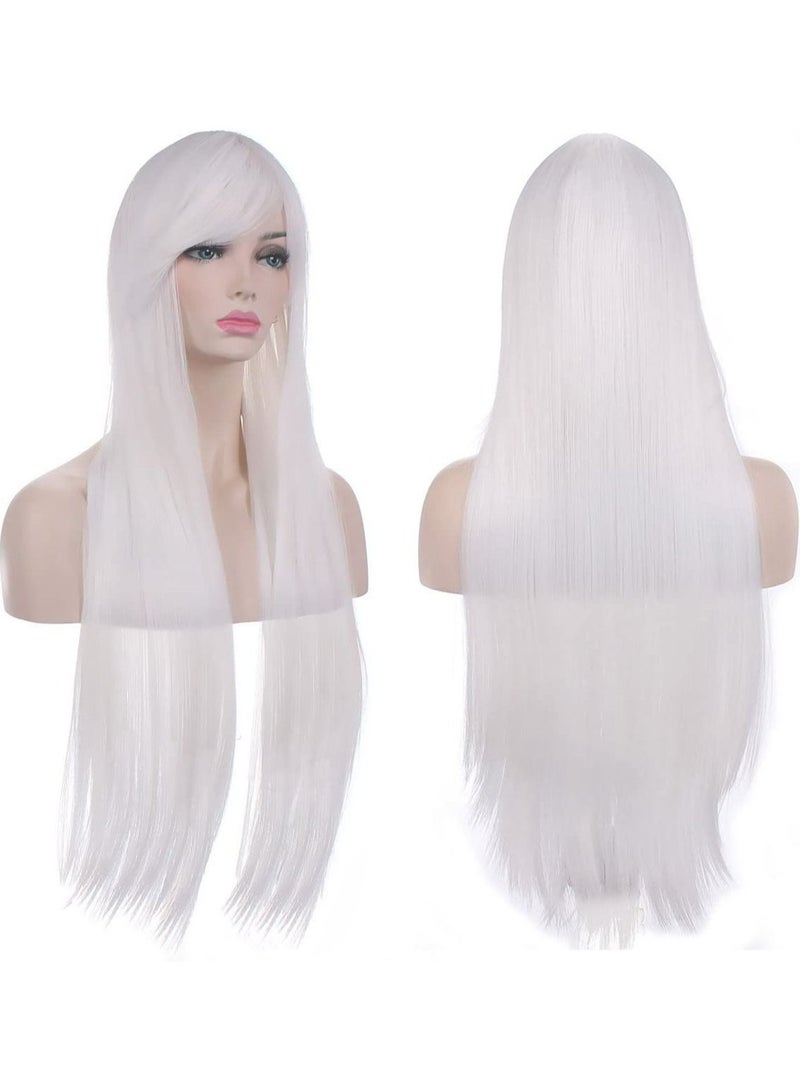 Estelle Wigs 32 Inches 80 cm Long Straight Anime Fashion Women's Cosplay Wig Party Wig With Free Wig Cap White - Image 1