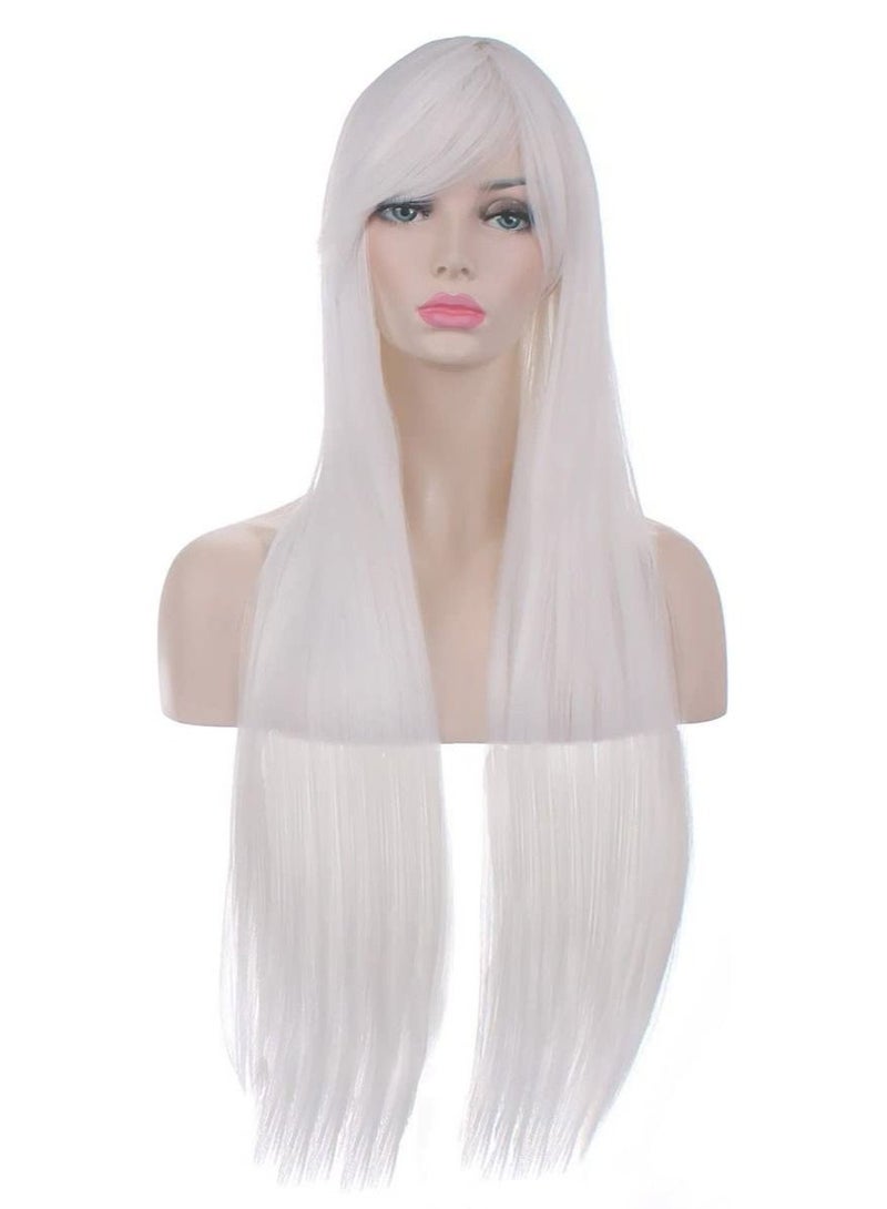 Estelle Wigs 32 Inches 80 cm Long Straight Anime Fashion Women's Cosplay Wig Party Wig With Free Wig Cap White - Image 3