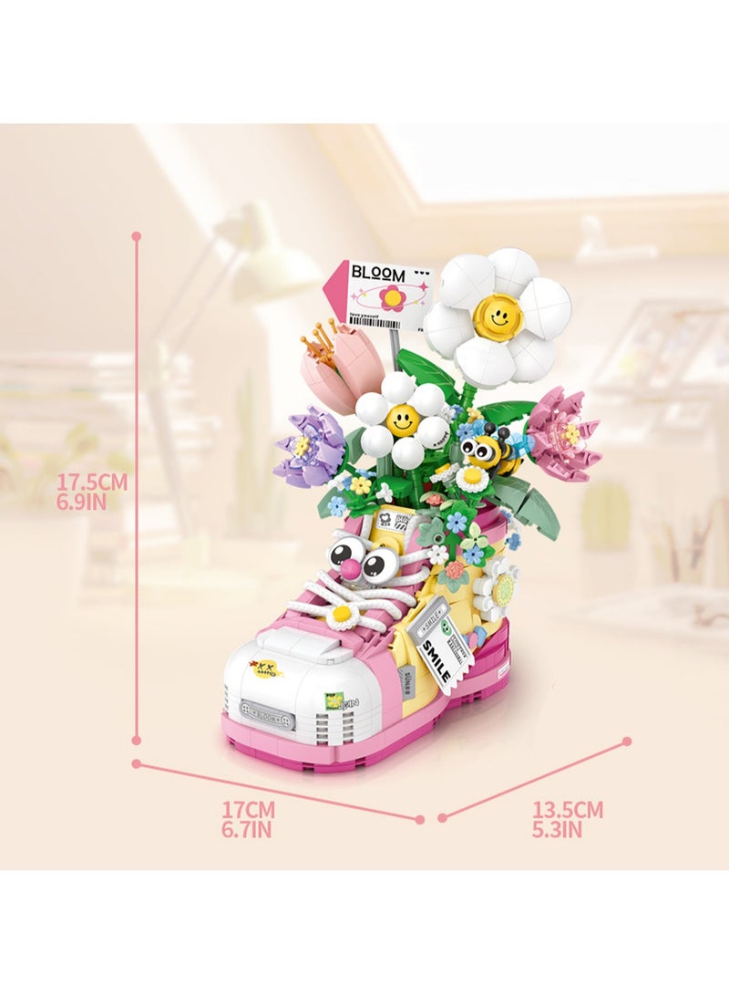998pcs Flower Sports Shoes Model Set Creative Diy Simulation Collection Building Assembly Toys Children Adult Home Decoration  - Image 2