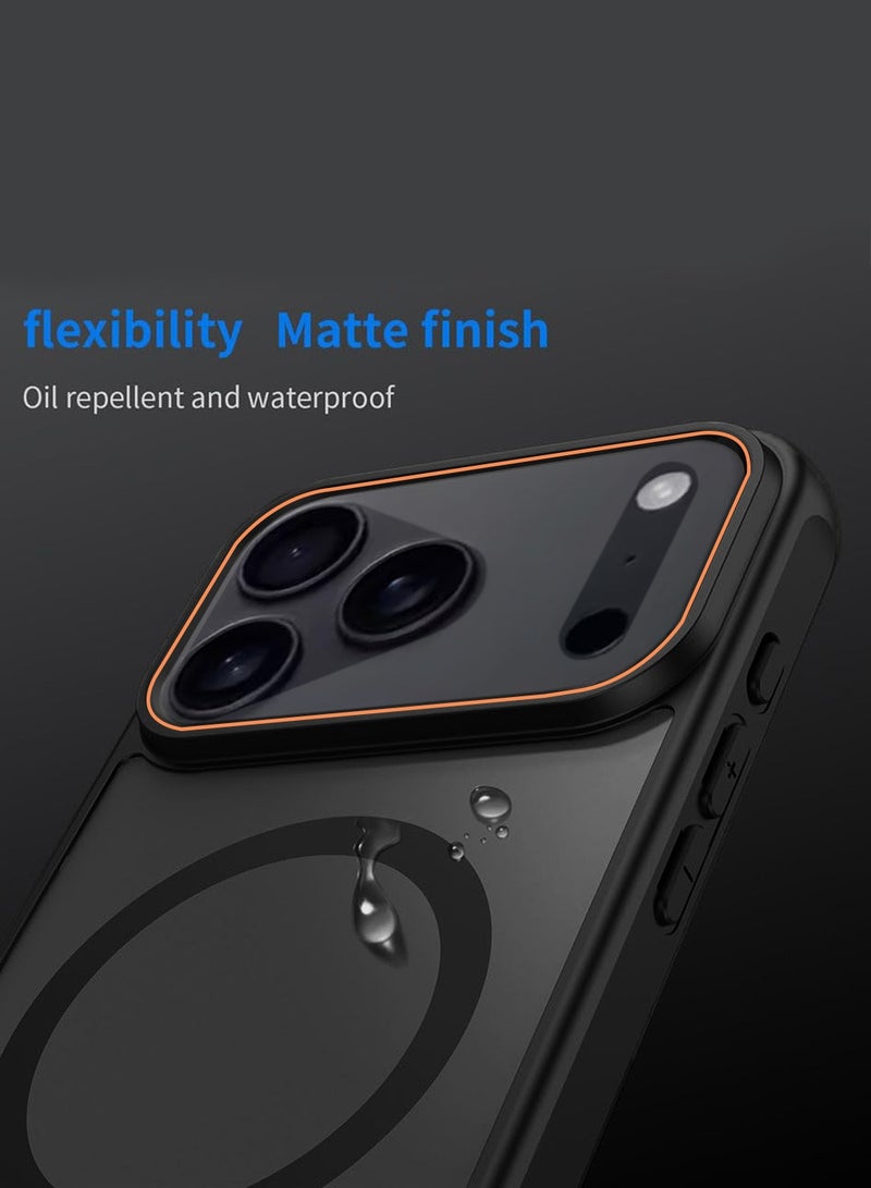 Wtech Apple iPhone 17 Pro 5G 2025 Hybrid Matte Translucent Back Cover Shockproof Hard PC Strong Magnetic Adsorption Case Cover (MCMPMN) - Black - Image 5