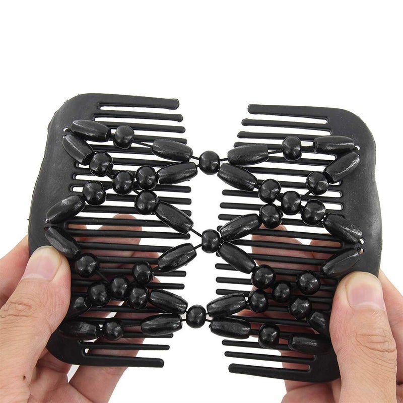 Yeshan Magic Hair Side Combs for Women Wood Beaded Stretch Double Clips Bun Maker Hair Accessories,Pack of 6 - Image 4