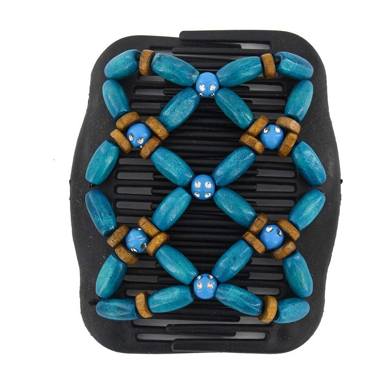 Yeshan Magic Hair Side Combs for Women Wood Beaded Stretch Double Clips Bun Maker Hair Accessories,Pack of 6 - Image 3