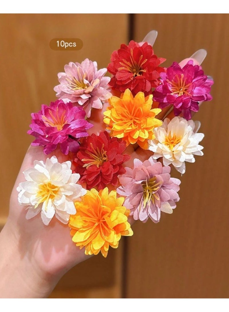 Flower design hair clips for girls add a beautiful touch to the hairstyle. Suitable for beach trips, summer parties and pools. Available in several bright colors. Set of 10 pieces. - Image 2