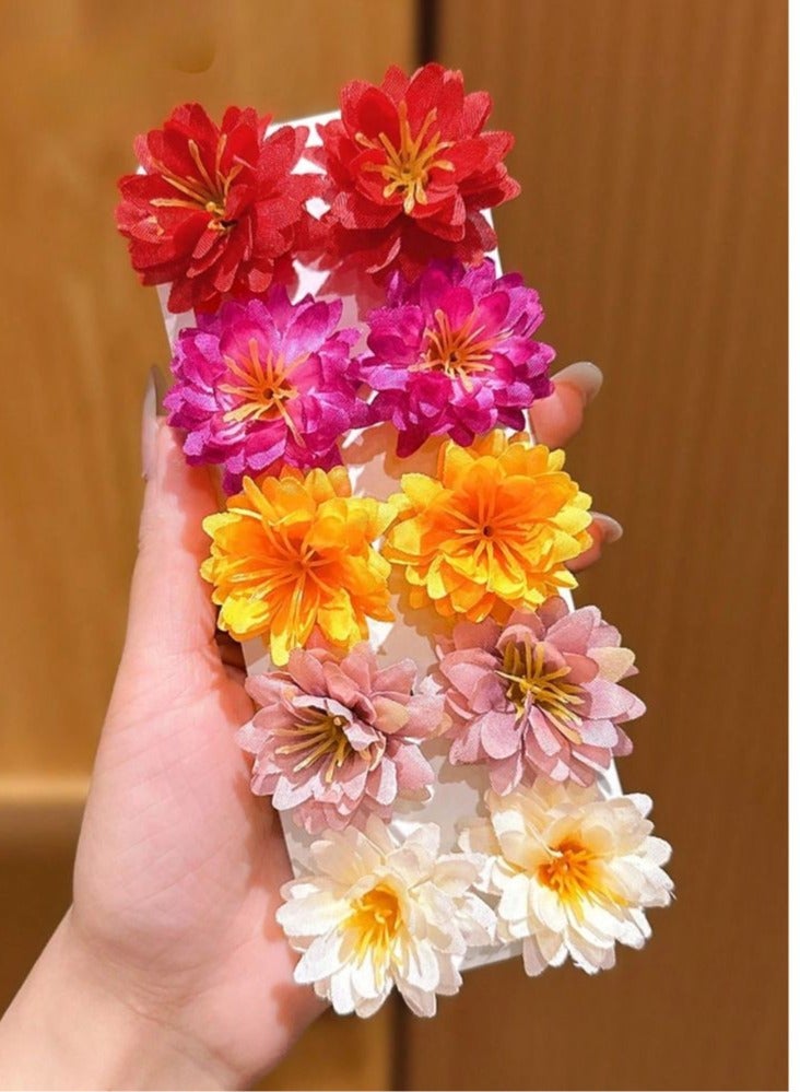 Flower design hair clips for girls add a beautiful touch to the hairstyle. Suitable for beach trips, summer parties and pools. Available in several bright colors. Set of 10 pieces. - Image 4