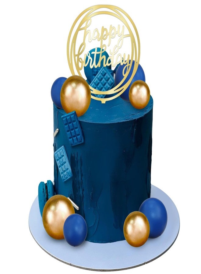 DRWATE Ball Cake Toppers Simplicity Blue Gold Ball Cake Toppers DIY Cake Insert Topper Foam Cake Balls Baking Decoration for Wedding Anniversary Birthday (Blue Gold) - Image 4