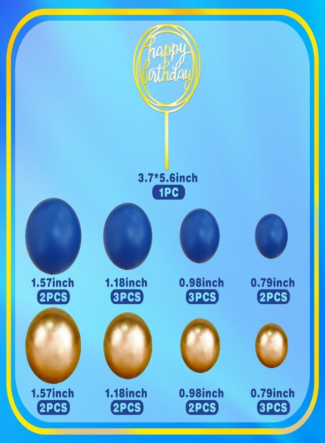 DRWATE Ball Cake Toppers Simplicity Blue Gold Ball Cake Toppers DIY Cake Insert Topper Foam Cake Balls Baking Decoration for Wedding Anniversary Birthday (Blue Gold) - Image 2