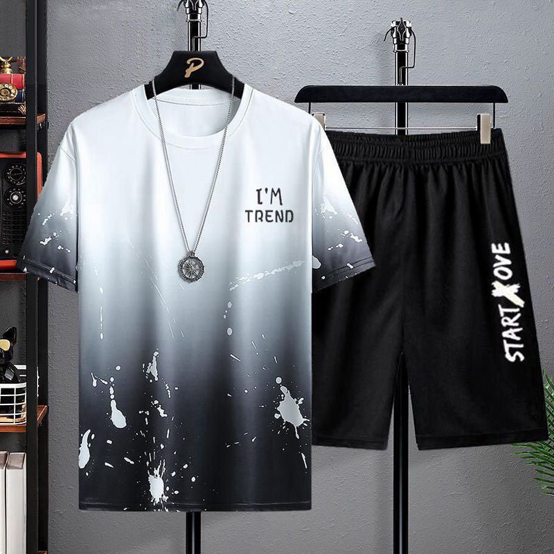 Trendy Printed Short-sleeved T-shirt Summer New Men's Casual Suit Large Size Shorts Sports Outdoor Two-piece Set  - Image 4