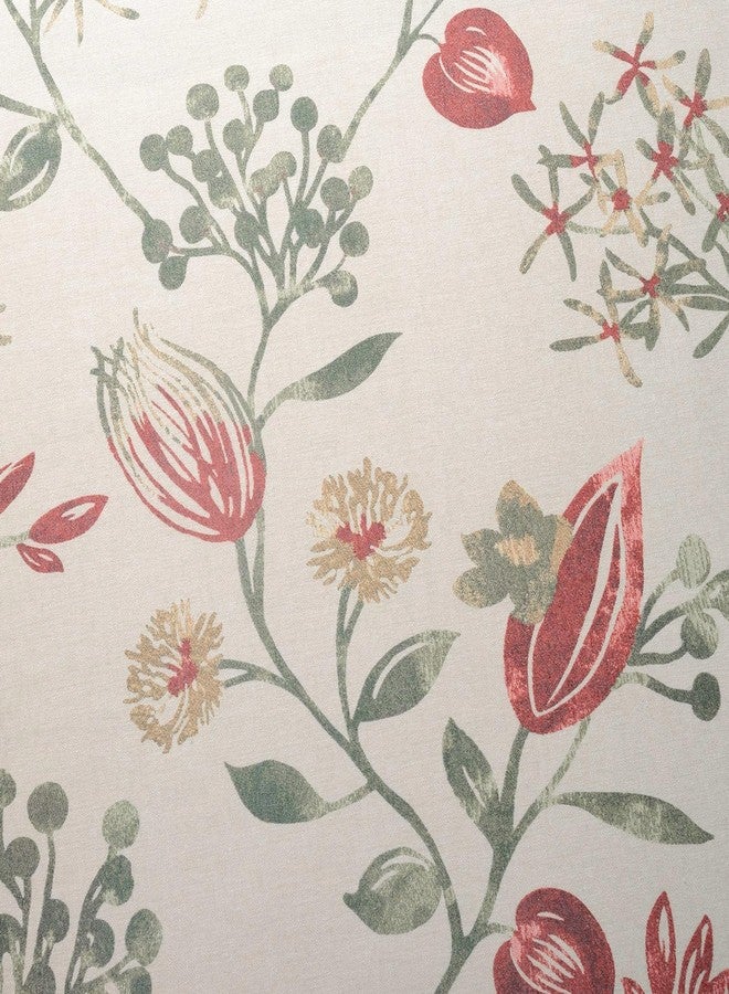 SUOUO Floral Curtains Linen Textured for Bedroom Printed Paisley Red Flower Light Filtering Window Drapes Grommet for Living Room 96 inches Long 2 Panels - Image 5