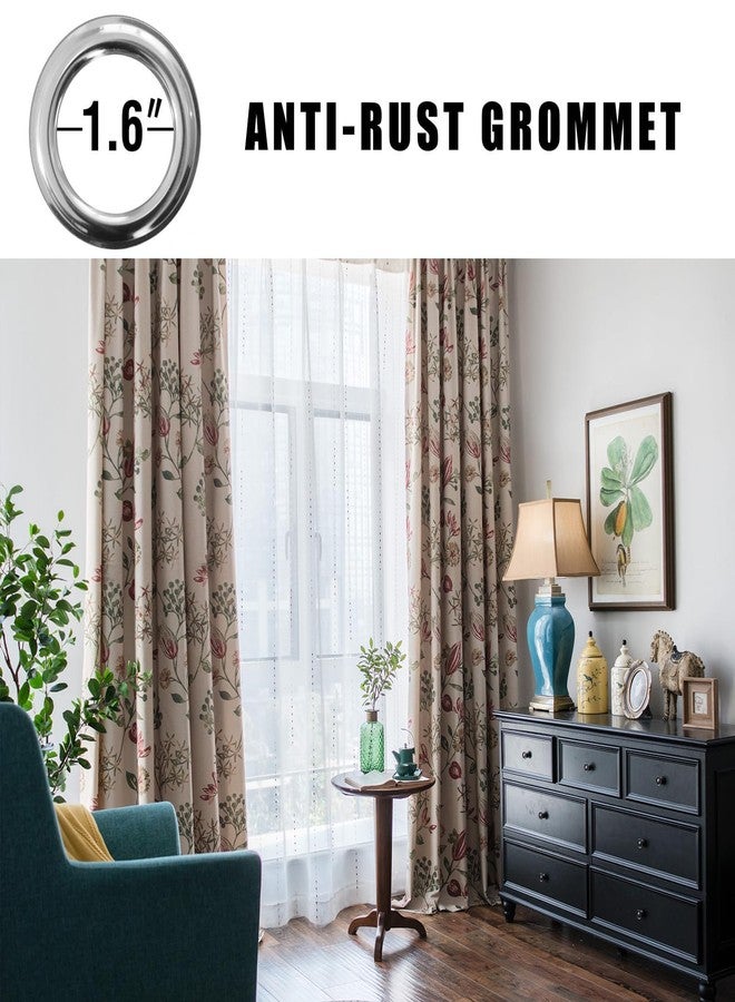 SUOUO Floral Curtains Linen Textured for Bedroom Printed Paisley Red Flower Light Filtering Window Drapes Grommet for Living Room 96 inches Long 2 Panels - Image 2