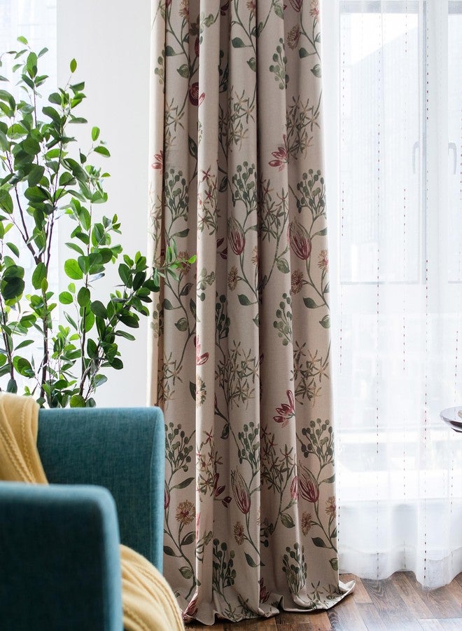 SUOUO Floral Curtains Linen Textured for Bedroom Printed Paisley Red Flower Light Filtering Window Drapes Grommet for Living Room 96 inches Long 2 Panels - Image 4