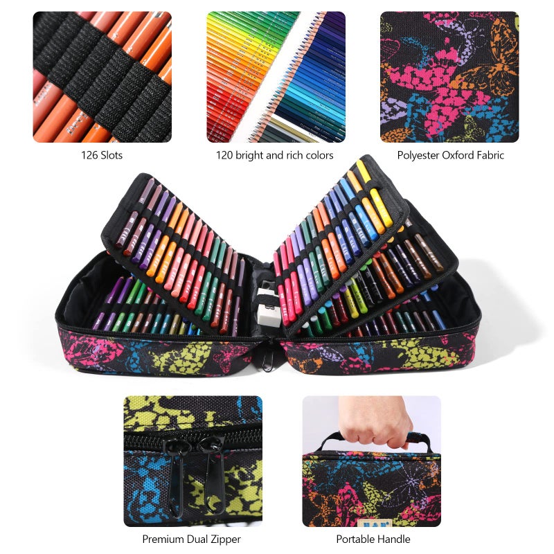 HB H & B 120-Color Colored Pencils Set with Coloring Book, Eraser, and Sharpener - Perfect for Drawing and Coloring - Soft Oil-Based Cores Ideal for Adults and Beginners - Image 5