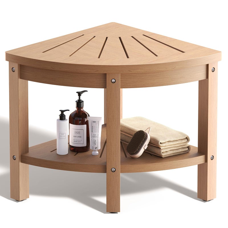 ACUEL ACUEL Shower Stool for Inside Shower Corner Shower Stool Shower Bench Seat with Storage Shelf for Shaving Legs Plastic Spa Bath Step Foot Rest for Bathroom Small Place 