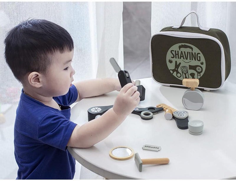 klarako Simulation Pretend Cutting Toys Tools Hairdressing Mirror Hair Clipper Hairdresser Toys Role Play Set for Preschool Birthday Gift , Storage Bag - Image 2