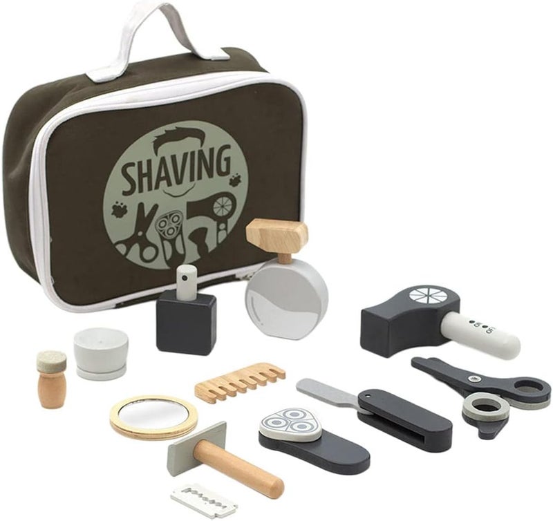 klarako Simulation Pretend Cutting Toys Tools Hairdressing Mirror Hair Clipper Hairdresser Toys Role Play Set for Preschool Birthday Gift , Storage Bag - Image 1