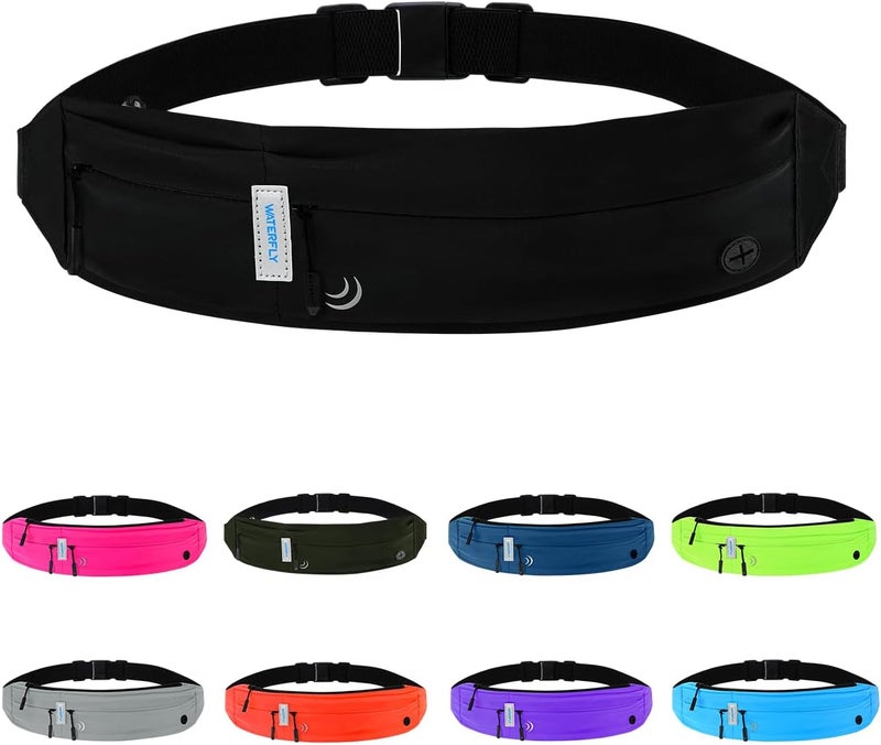 WATERFLY Running Belt Fanny Pack: Runner Marathon Jogging Waist Pack Sport Workout Exercise Fitness Phone Holder Belt for Men Women Jogger Slim Waistband - Image 1