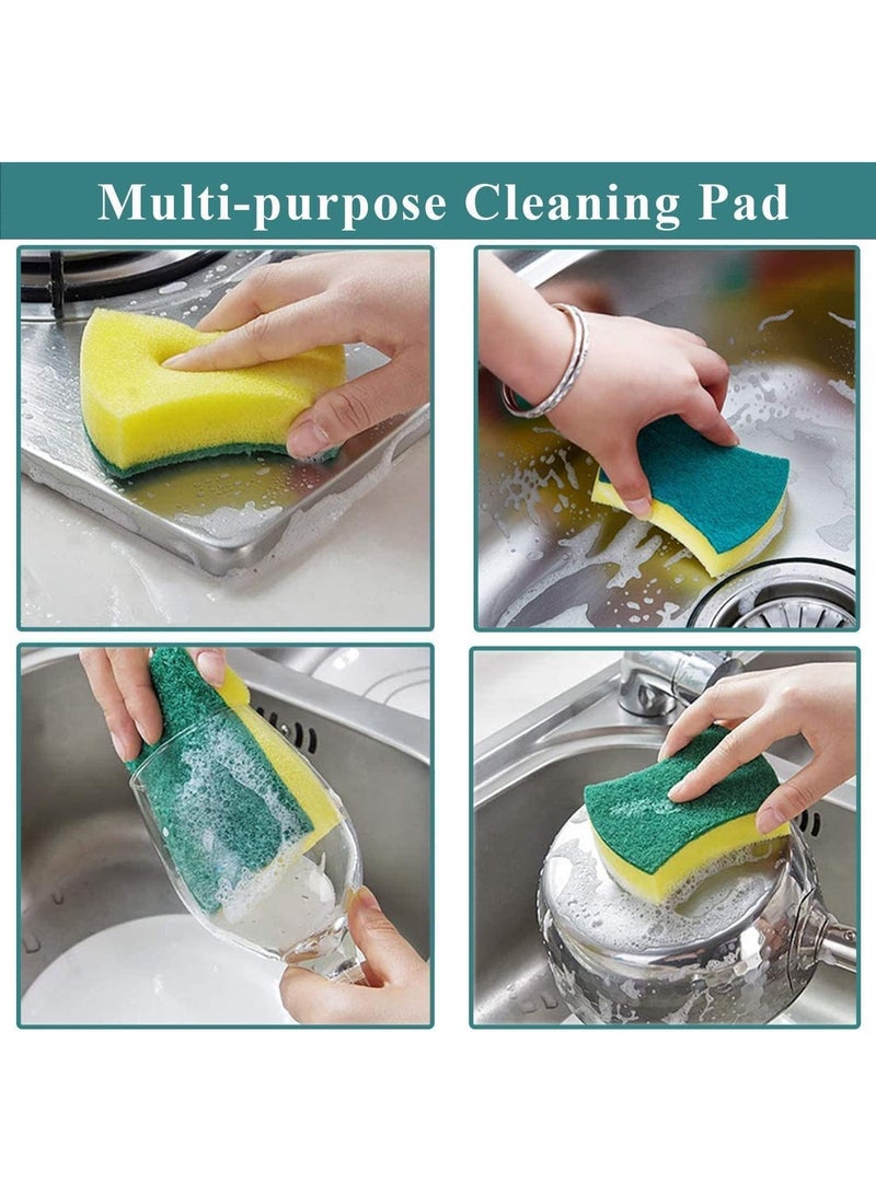 إسفنج تنظيف المطبخ 6 قطع، إسفنج مزدوج الجوانب غير خادش، ل pads متعدد الاستخدامات للأطباق والأواني والمقالي والحمام والجراج والسيارة، 10x8x3 سم - Image 4