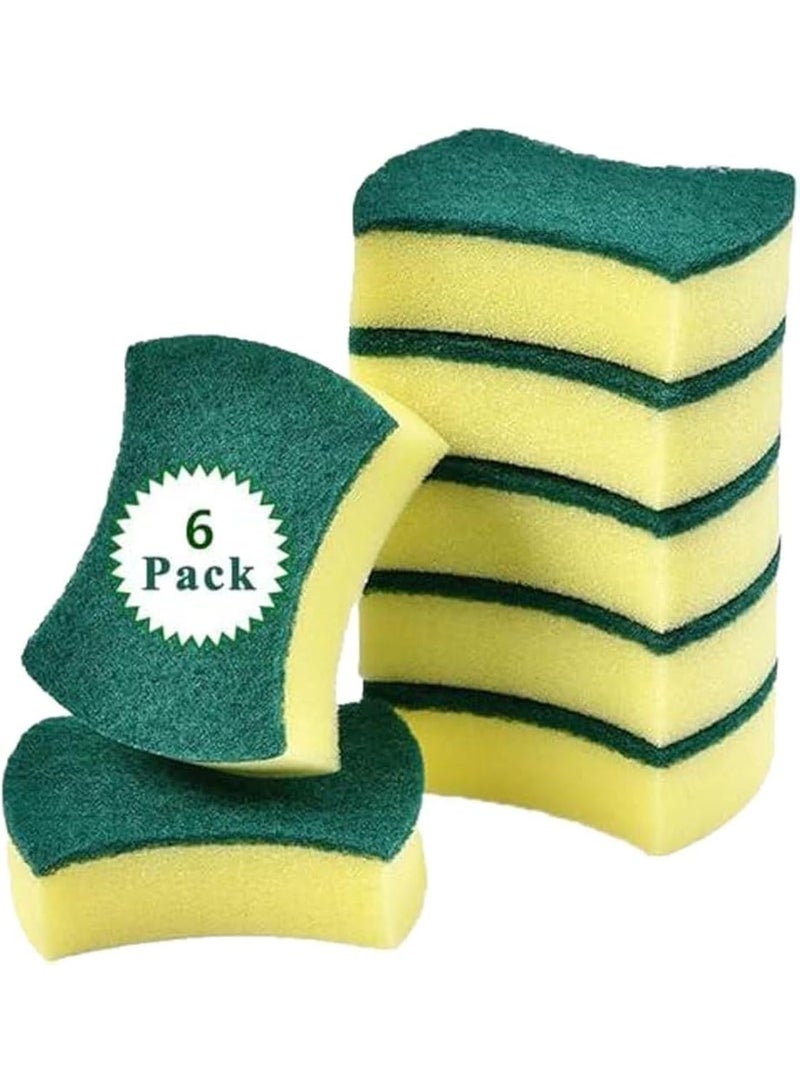 إسفنج تنظيف المطبخ 6 قطع، إسفنج مزدوج الجوانب غير خادش، ل pads متعدد الاستخدامات للأطباق والأواني والمقالي والحمام والجراج والسيارة، 10x8x3 سم - Image 1