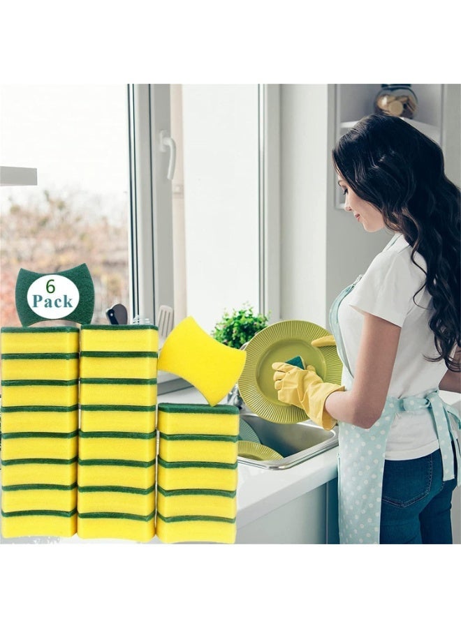 إسفنج تنظيف المطبخ 6 قطع، إسفنج مزدوج الجوانب غير خادش، ل pads متعدد الاستخدامات للأطباق والأواني والمقالي والحمام والجراج والسيارة، 10x8x3 سم - Image 5
