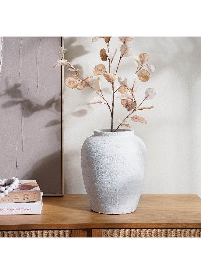 Pan Home Daphne Terracotta Vase 25.5x25.5x31.5cm- White - Image 1