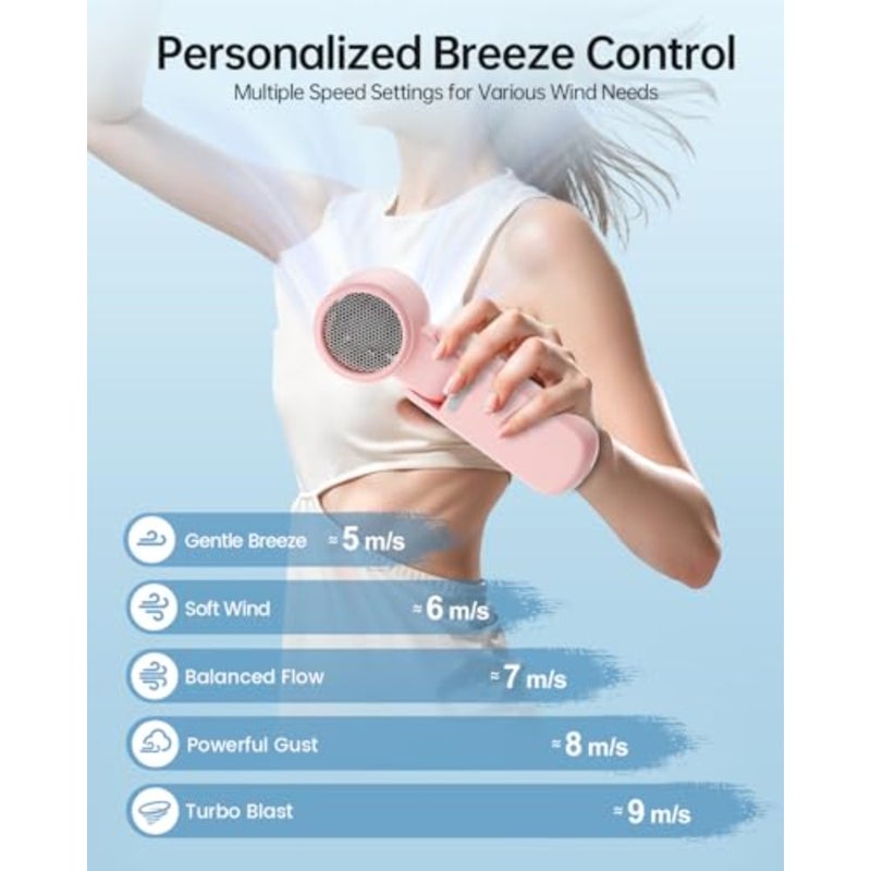 Portable Handheld Turbo Fan with Digital Display, 3-IN-1 Rechargeable Mini Travel Fan, Battery Operated, Foldable for Desk and Neck, High Speed Personal Cooling Fans for Outdoor Trip Beach - Image 3