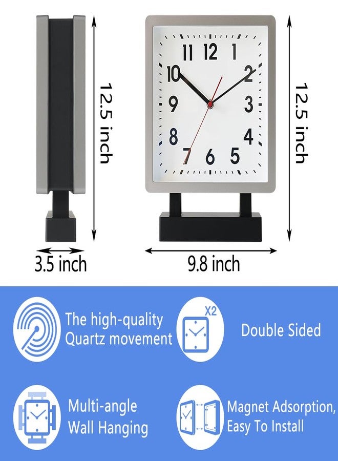 BESTIME 66295B Double Sided Plastic Wall Clock with Silver Frame.Simple Design Classic Station Clock,Quiet,Suitable for Home,Office,Living Room. - Image 2