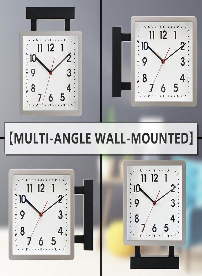 BESTIME 66295B Double Sided Plastic Wall Clock with Silver Frame.Simple Design Classic Station Clock,Quiet,Suitable for Home,Office,Living Room. - Image 4