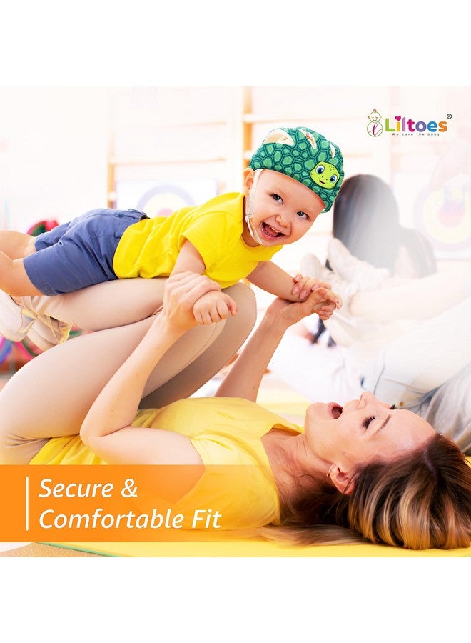 Liltoes Baby Head Protector For Safety Of Kids 6M To 3 Years- Baby Safety Helmet With Proper Air Ventilation & Corner Guard Protection + 1 Pair Knee Pad + 1 Pair Elbow Pad (Yertle) - Image 5