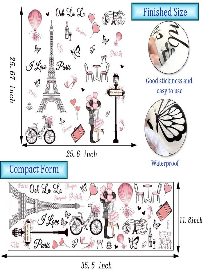 Datesno Wall Sticker Removable Romantic Paris Eiffel Tower Sticker Pink Colorful Wall Decal Vinyl Wall Art for Girl Riding Art Decal Home Decor - Image 5