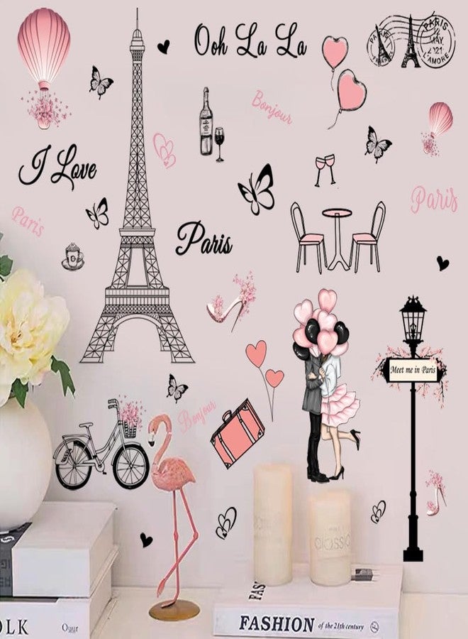 Datesno Wall Sticker Removable Romantic Paris Eiffel Tower Sticker Pink Colorful Wall Decal Vinyl Wall Art for Girl Riding Art Decal Home Decor - Image 3