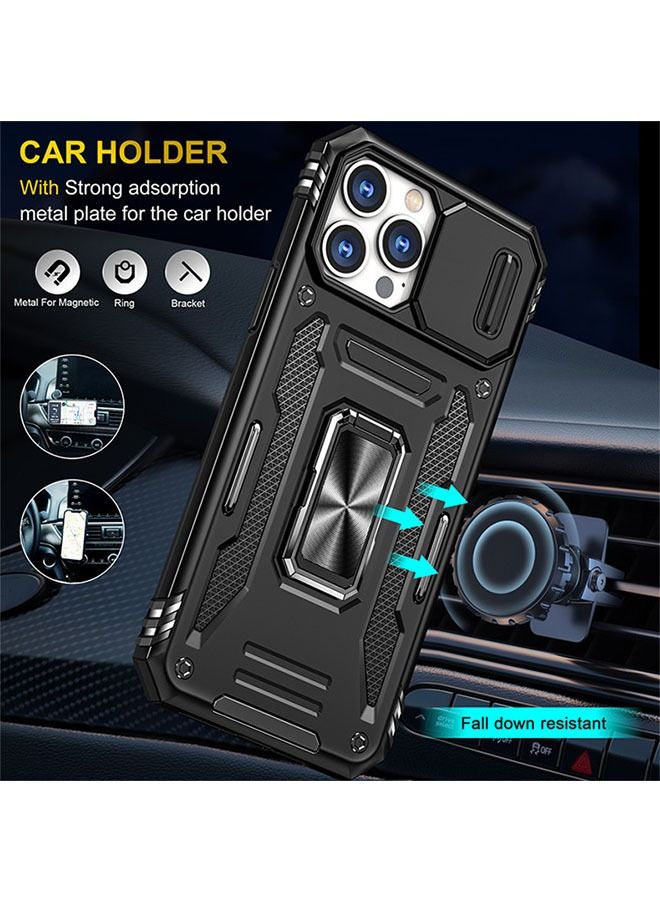 أوشن فون 15 برو حماية القضية ، انزلاق غطاء الكاميرا ، المدمج في 360 درجة قوس دوار الدائري ، الصف العسكرية اختبار الصدمة ، تنطبق على فون 15 برو 6.1 بوصة الثقيلة صدمة حماية القضية ، أسود - Image 5