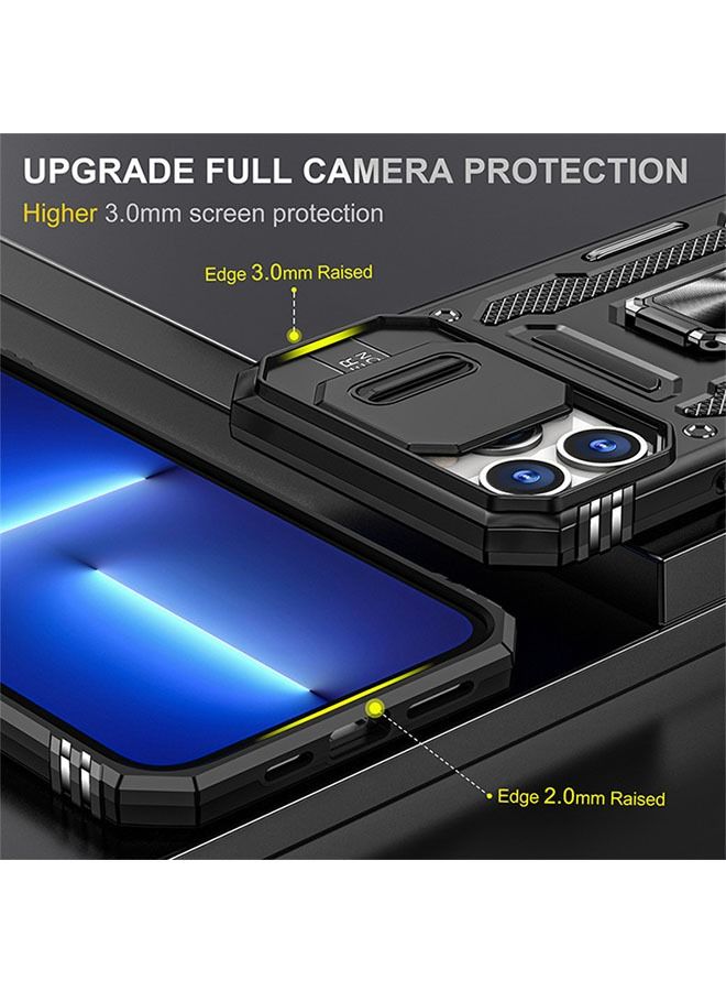 أوشن فون 15 برو حماية القضية ، انزلاق غطاء الكاميرا ، المدمج في 360 درجة قوس دوار الدائري ، الصف العسكرية اختبار الصدمة ، تنطبق على فون 15 برو 6.1 بوصة الثقيلة صدمة حماية القضية ، أسود - Image 4