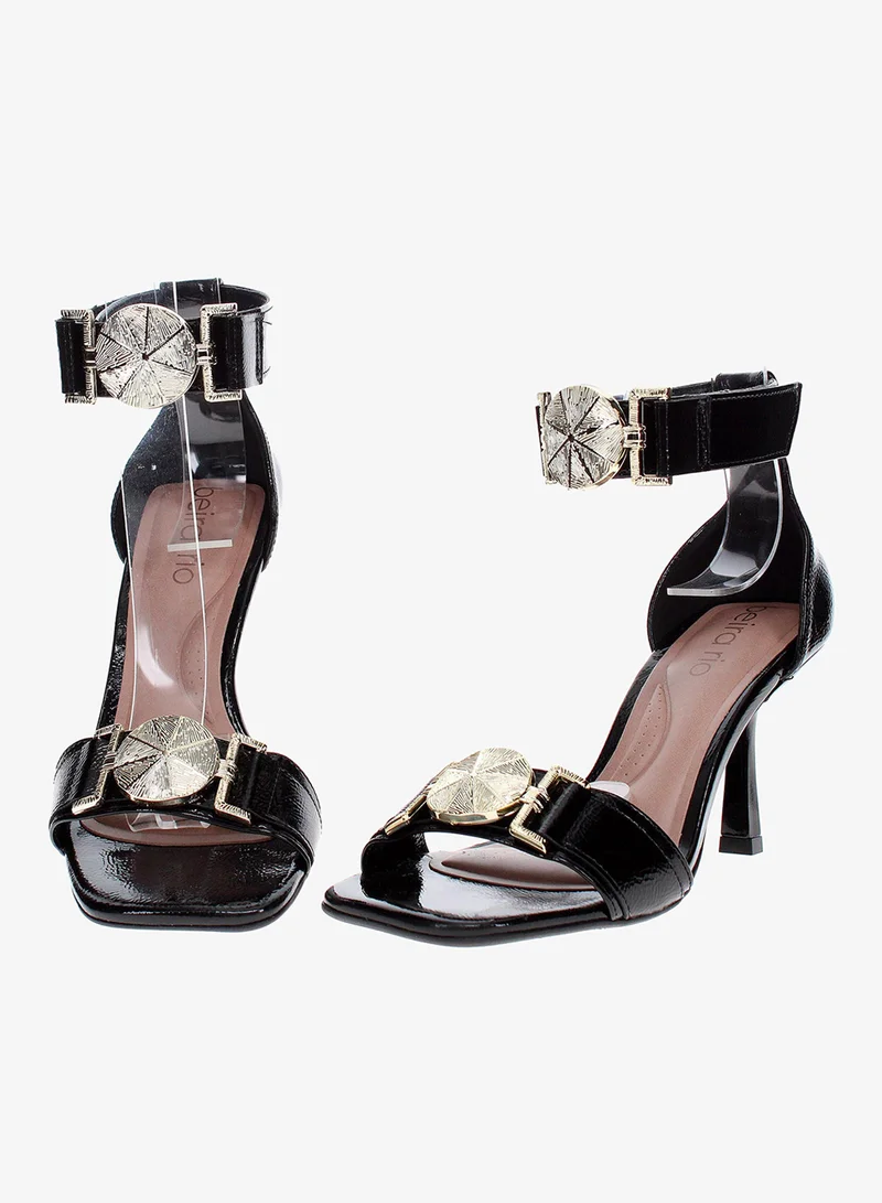 Beira Rio Black Beira Rio Women’s Mid Heel Sandals – Stylish Everyday Wear with Comfortable Support for Women | Best Price UAE