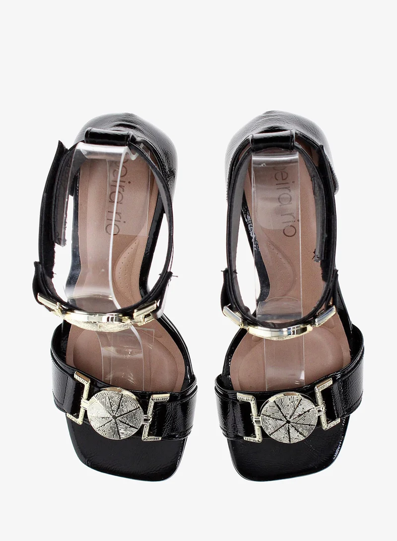 Beira Rio Black Beira Rio Women’s Mid Heel Sandals – Stylish Everyday Wear with Comfortable Support for Women | Best Price UAE