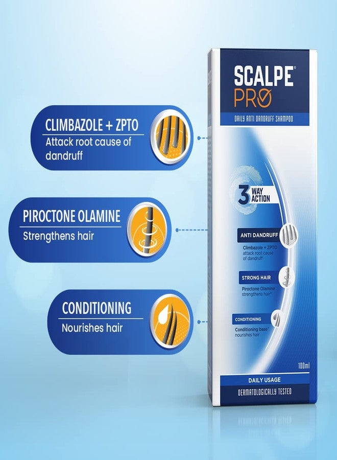 Scalpe Pro Daily Anti-Dandruff Shampoo | Removes Dandruff from Source | Helps with Itching, Irritation & Redness accompanying Dandruff | Scalpe Science | Climbazole & ZPTO Formulation | Strong & Smooth Hair | Daily Use | Dermatologically Tested Solution | For Women & Men | 100ml - Image 4