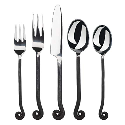 Gourmet Settings 20-Piece Flatware Treble Clef Collection Black Silverware Cutlery Kitchen Sets, Stainless Steel Utensils Knife/Fork/Spoons, Dishwasher Safe (34-350) - Image 1