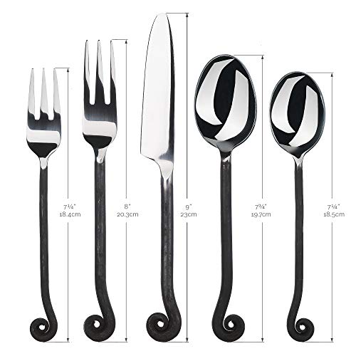 Gourmet Settings 20-Piece Flatware Treble Clef Collection Black Silverware Cutlery Kitchen Sets, Stainless Steel Utensils Knife/Fork/Spoons, Dishwasher Safe (34-350) - Image 5