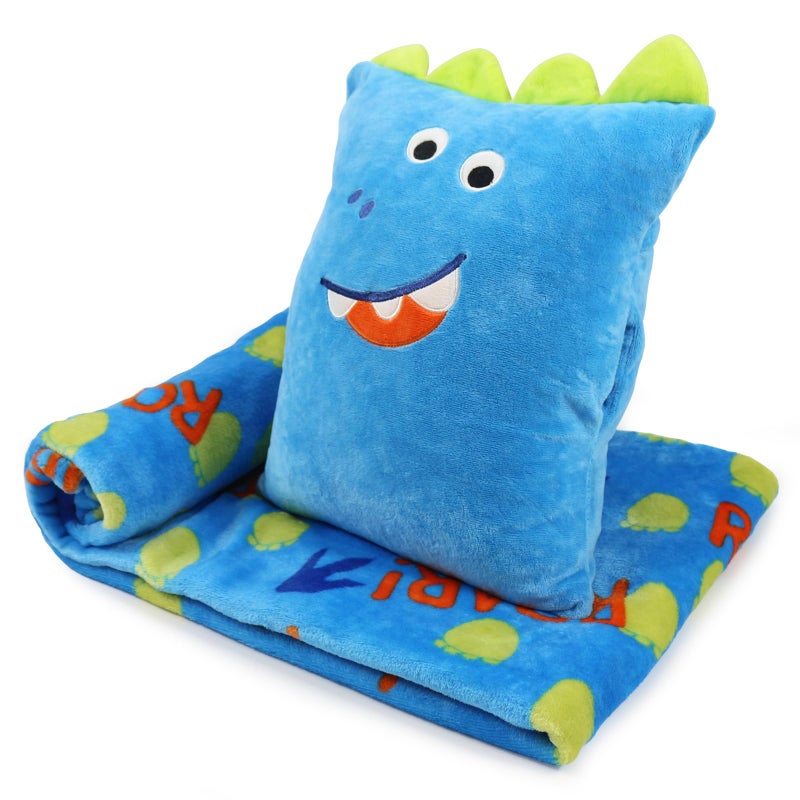 VigorSpring 3 in 1 Kids Travel Pillow and Blanket Set 40x60in Plush Pillow with Hand Warmer Dinosaur Pillow Blanket for Boys Birthday Christmas Party Favors and Travel Essential - Image 2