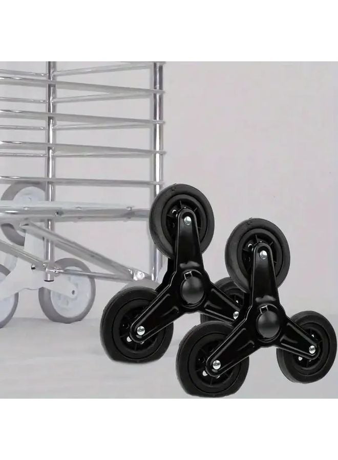 Black Stair Climbing Wheels For Shopping Carts Durable Metal Plastic Swivel Design - Image 2